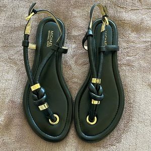 Micheal Kors Black and Gold Sandal